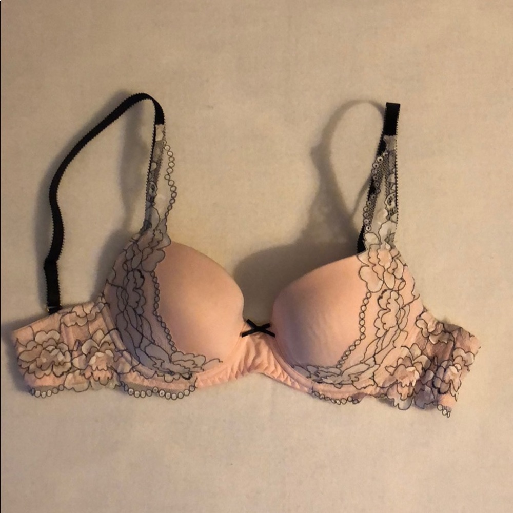 Pink and Black Lingerie Lace Bra